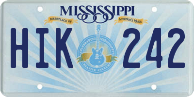 MS license plate HIK242