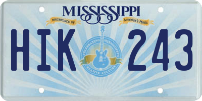 MS license plate HIK243