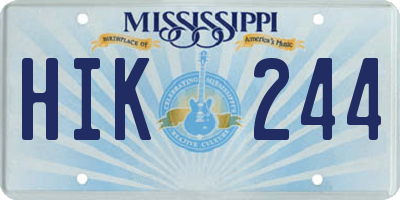 MS license plate HIK244