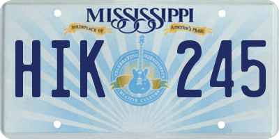 MS license plate HIK245
