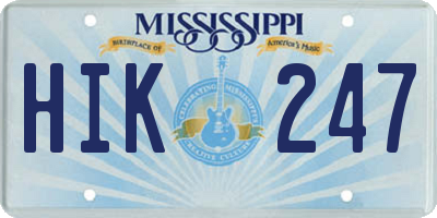 MS license plate HIK247