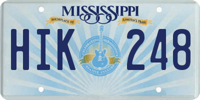 MS license plate HIK248