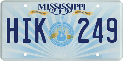 MS license plate HIK249