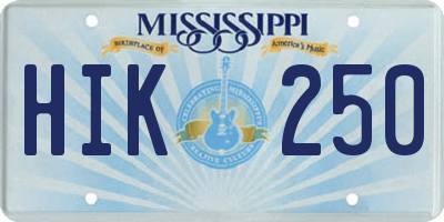 MS license plate HIK250