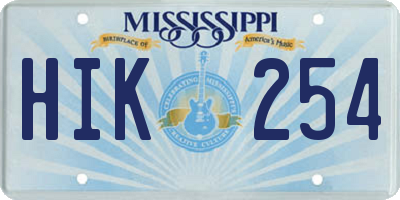 MS license plate HIK254