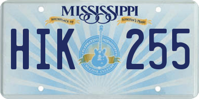 MS license plate HIK255