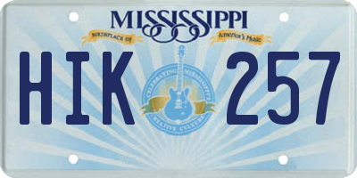 MS license plate HIK257