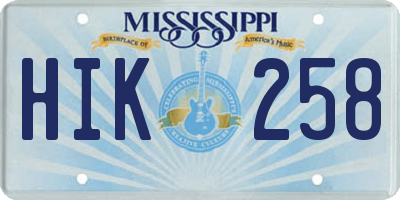 MS license plate HIK258