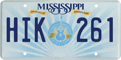 MS license plate HIK261