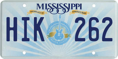 MS license plate HIK262