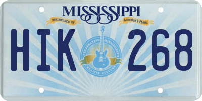 MS license plate HIK268