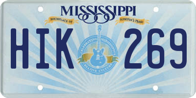 MS license plate HIK269