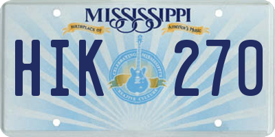MS license plate HIK270