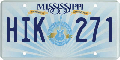 MS license plate HIK271