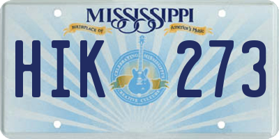 MS license plate HIK273
