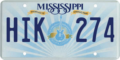 MS license plate HIK274