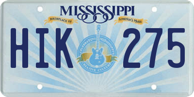 MS license plate HIK275