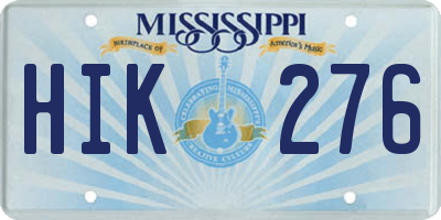 MS license plate HIK276