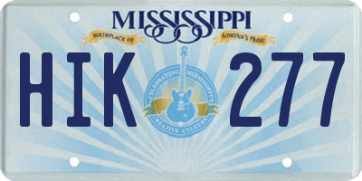 MS license plate HIK277