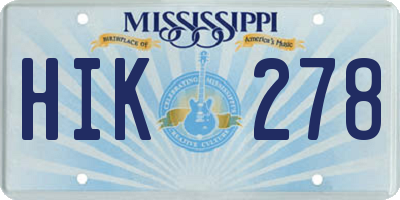 MS license plate HIK278