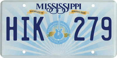 MS license plate HIK279