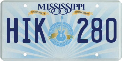 MS license plate HIK280