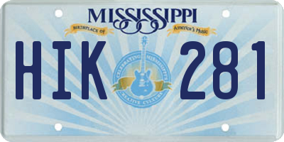 MS license plate HIK281