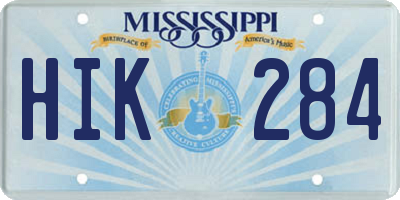 MS license plate HIK284