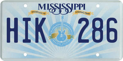 MS license plate HIK286