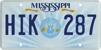 MS license plate HIK287