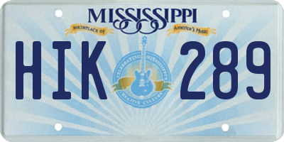 MS license plate HIK289