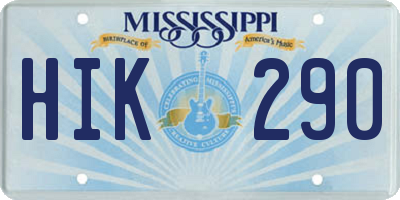 MS license plate HIK290