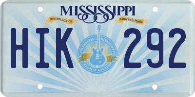 MS license plate HIK292
