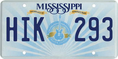 MS license plate HIK293