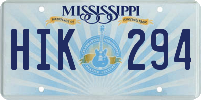 MS license plate HIK294