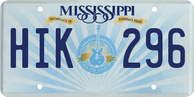 MS license plate HIK296