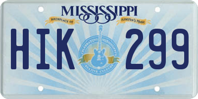 MS license plate HIK299