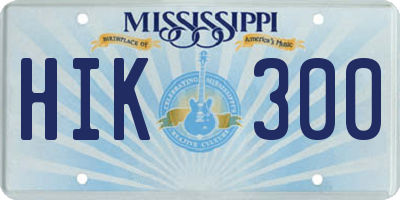 MS license plate HIK300