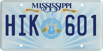 MS license plate HIK601