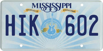 MS license plate HIK602