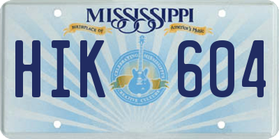 MS license plate HIK604