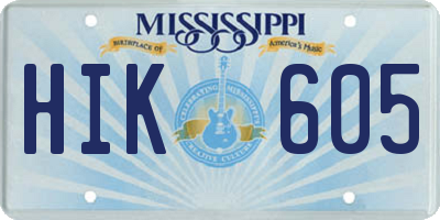MS license plate HIK605