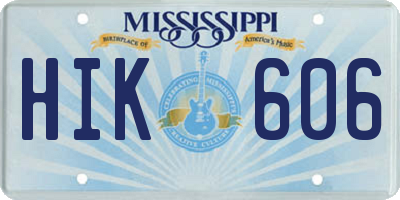 MS license plate HIK606