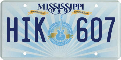 MS license plate HIK607