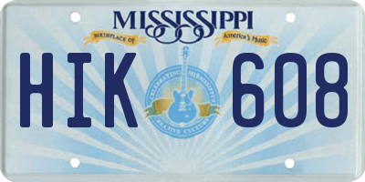MS license plate HIK608
