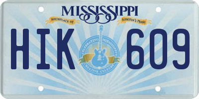 MS license plate HIK609