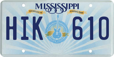 MS license plate HIK610