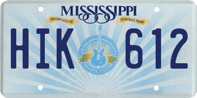 MS license plate HIK612