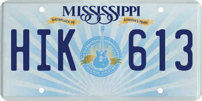 MS license plate HIK613