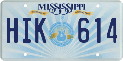MS license plate HIK614